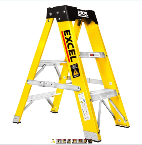 Excel Electricians Fibreglass Step Ladder 3 Tread 0.72m Heavy Duty
