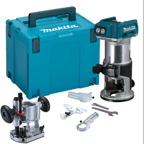 Makita DRT50ZJ 18V Brushless Router Trimmer With Plunge Router Base & Dust Nozzle Set