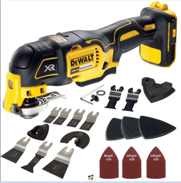 Dewalt DCS355N 18V XR Brushless Oscillating Multi-Tool Body With Accessories Set