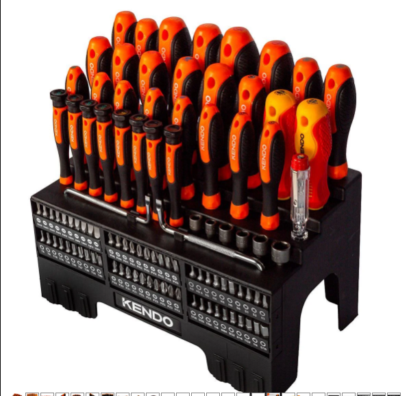 Kendo 101 Piece Screwdriver Bit & Socket Set with Bench Organiser Stand Multi Drive Tool Station